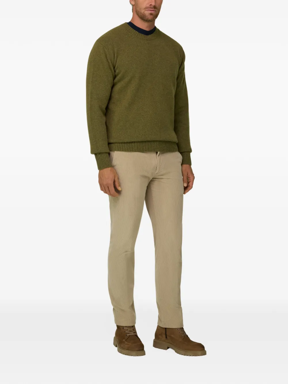 Boggi Milano crew neck jumper in wool blend Groen