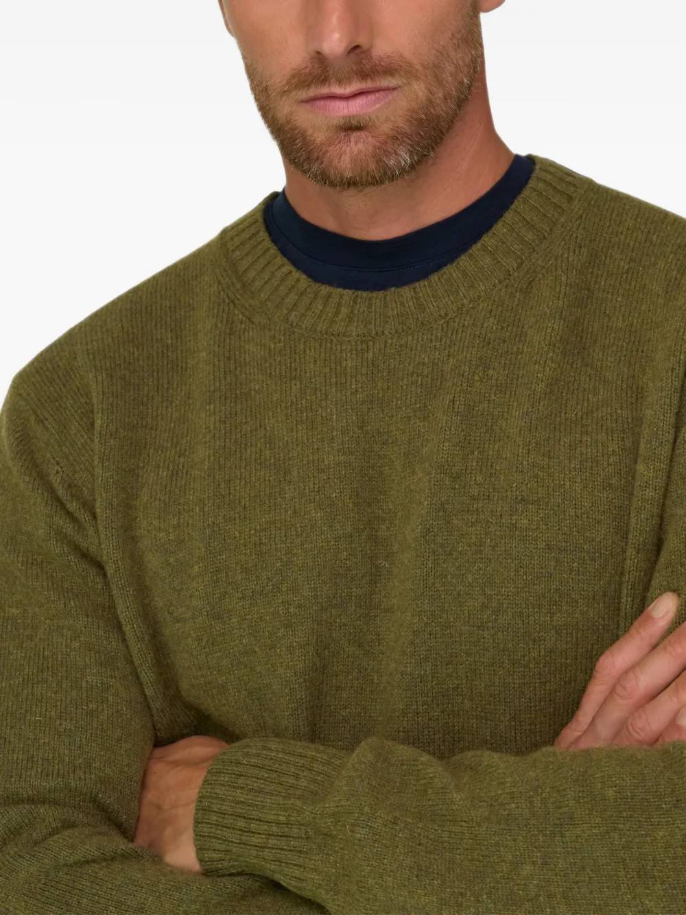 Boggi Milano crew neck jumper in wool blend Groen