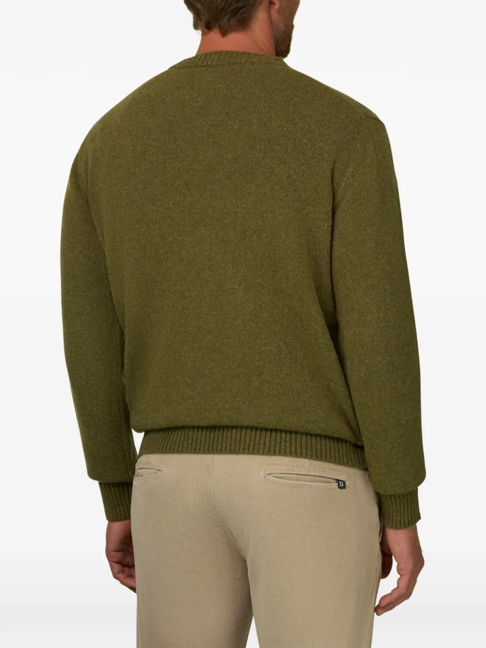 Boggi Milano crew neck jumper in wool blend Groen