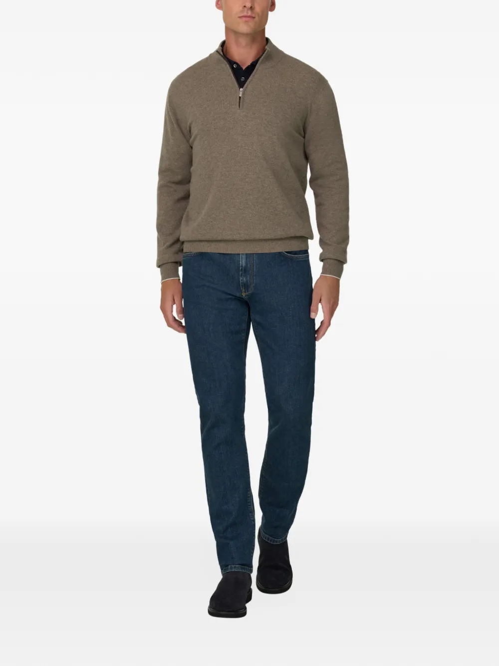 Boggi Milano quarter-zip jumper in cashmere blend Bruin
