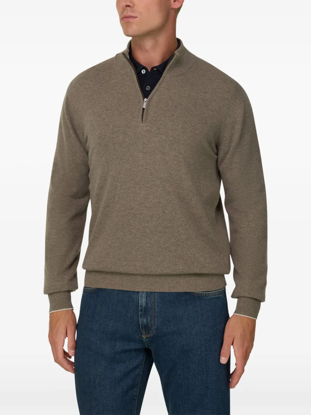 Boggi Milano quarter-zip jumper in cashmere blend Bruin