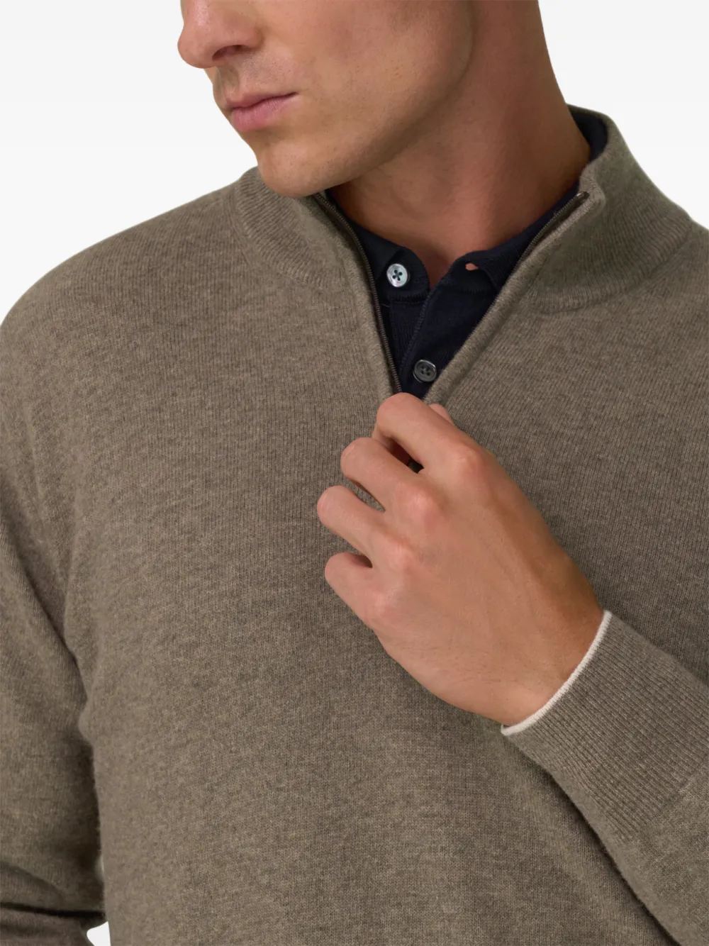Boggi Milano quarter-zip jumper in cashmere blend Bruin