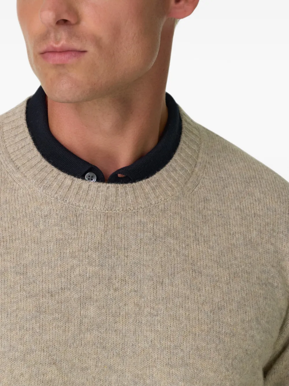 Boggi Milano crew neck jumper in wool blend Beige