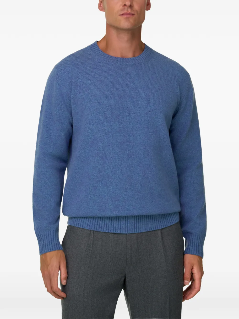 Boggi Milano crew neck jumper in wool blend Blauw