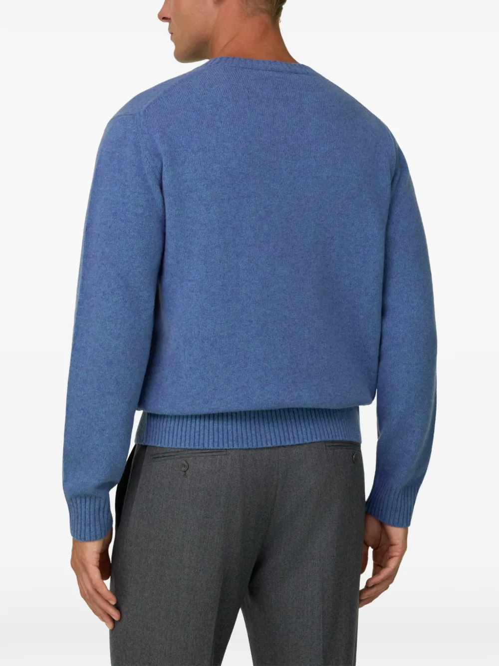 Boggi Milano crew neck jumper in wool blend Blauw