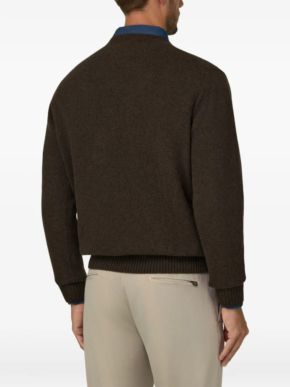 Boggi Milano crew neck jumper in wool blend Bruin