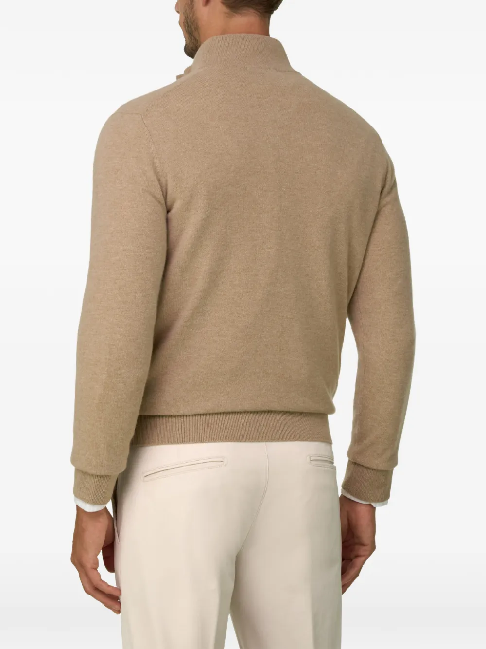 Boggi Milano roll-neck jumper buttons in wool cashmere Beige