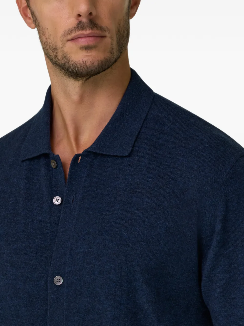Boggi Milano knitted shirt in wool cashmere Blauw