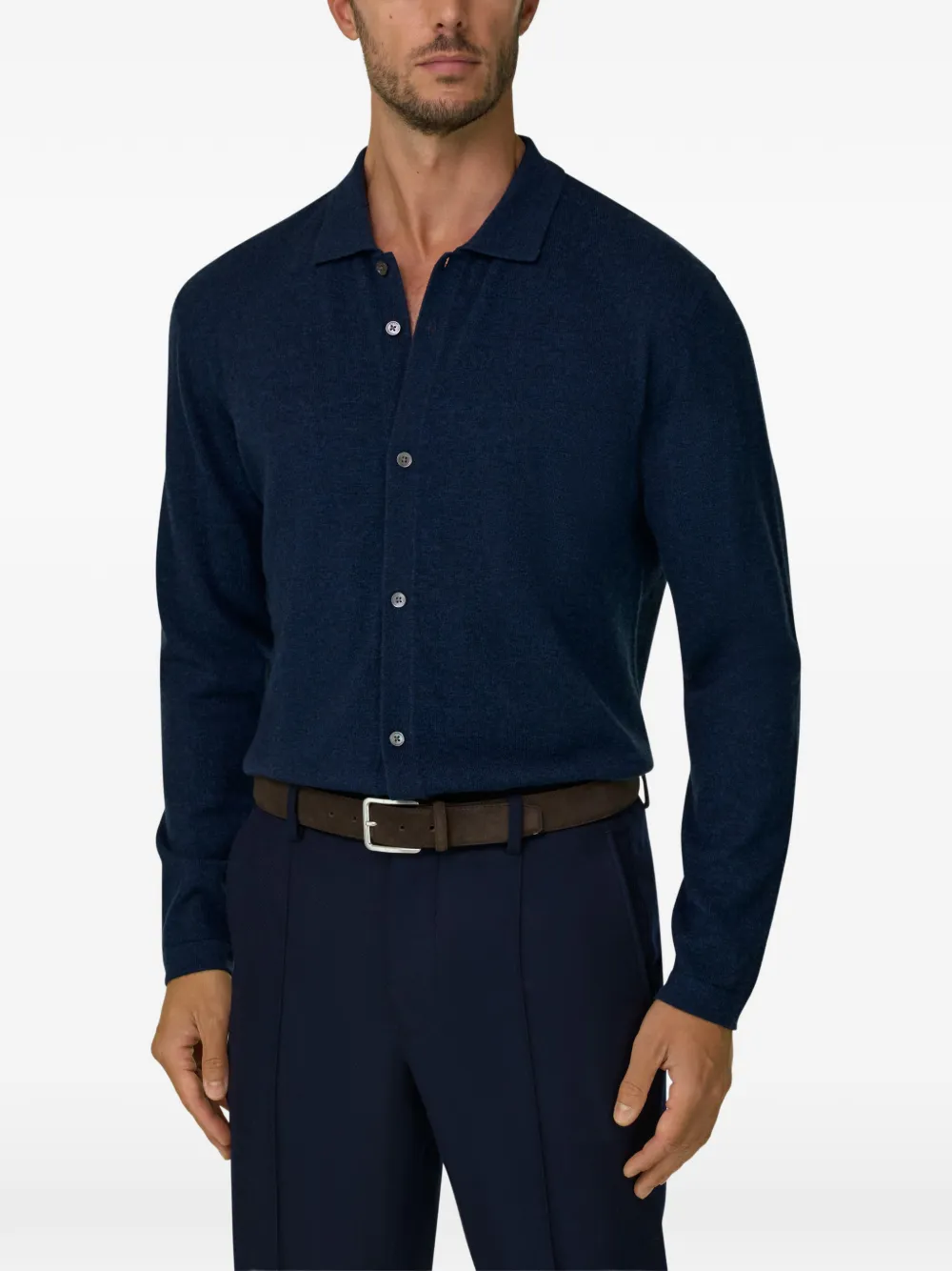 Boggi Milano knitted shirt in wool cashmere Blauw