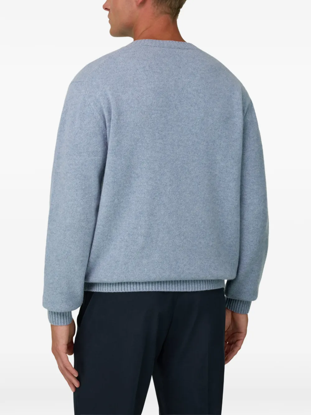 Boggi Milano crew neck jumper in wool blend Blauw
