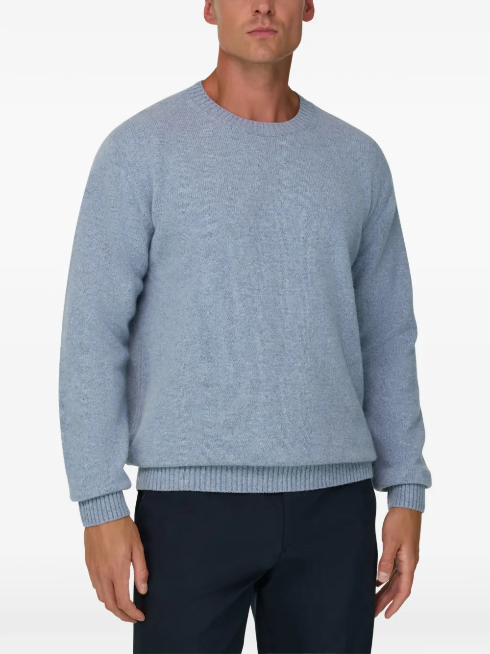 Boggi Milano crew neck jumper in wool blend Blauw