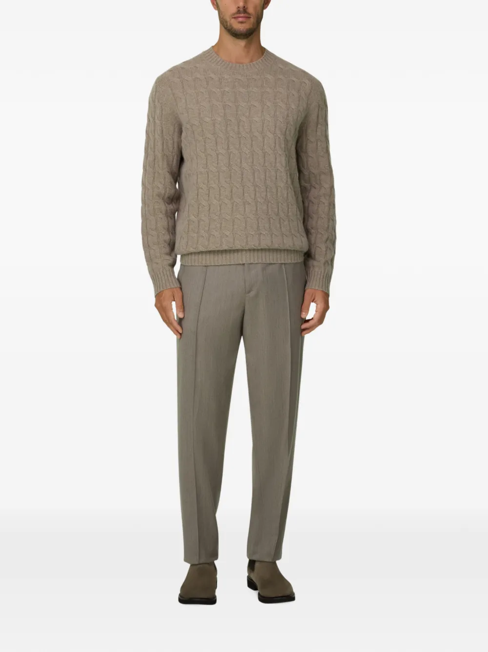Boggi Milano crew-neck jumper in cashmere wool Beige