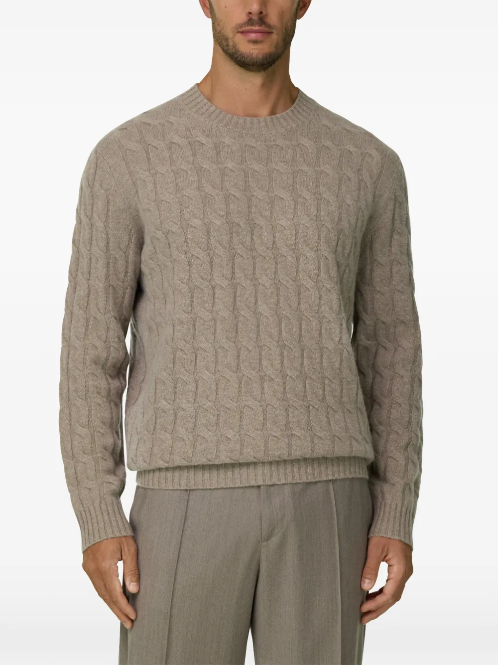 Boggi Milano crew-neck jumper in cashmere wool Beige