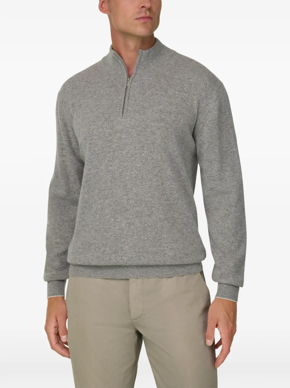 Boggi Milano quarter-zip jumper in cashmere blend Grijs