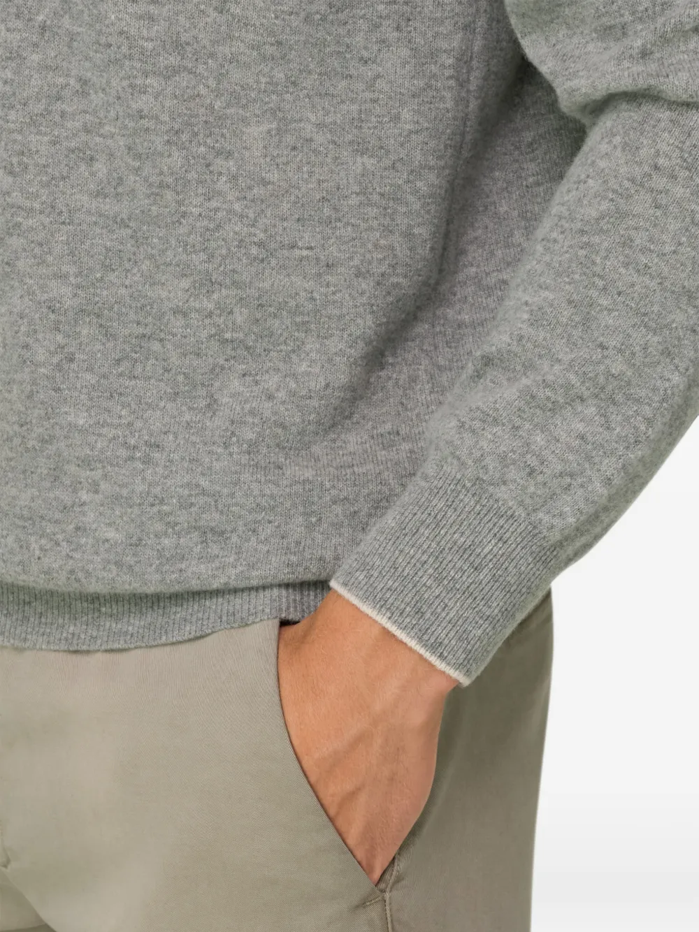 Boggi Milano quarter-zip jumper in cashmere blend Grijs