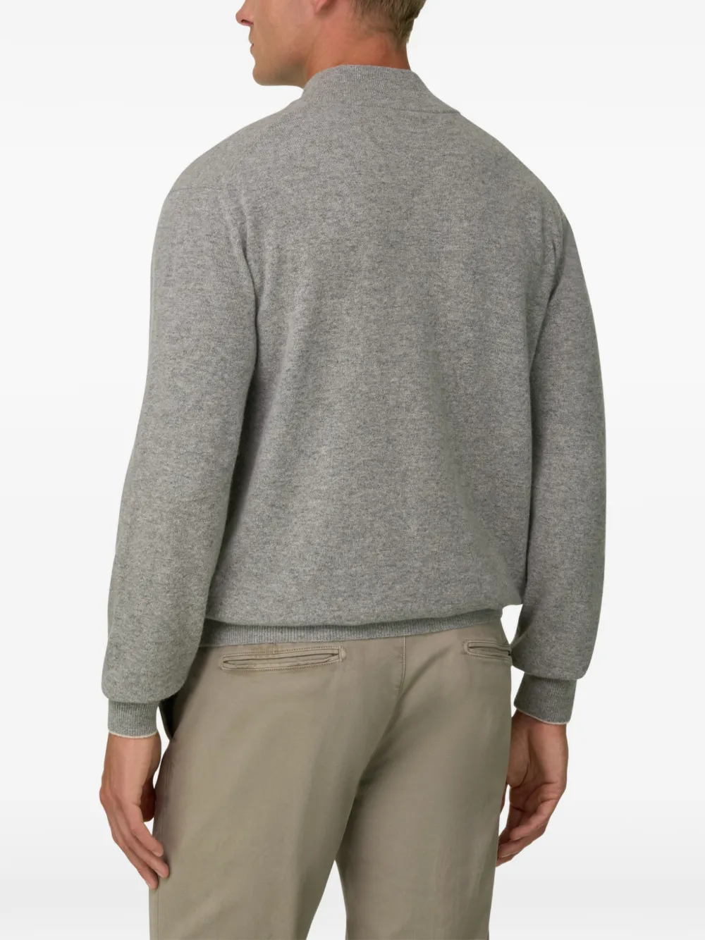 Boggi Milano quarter-zip jumper in cashmere blend Grijs