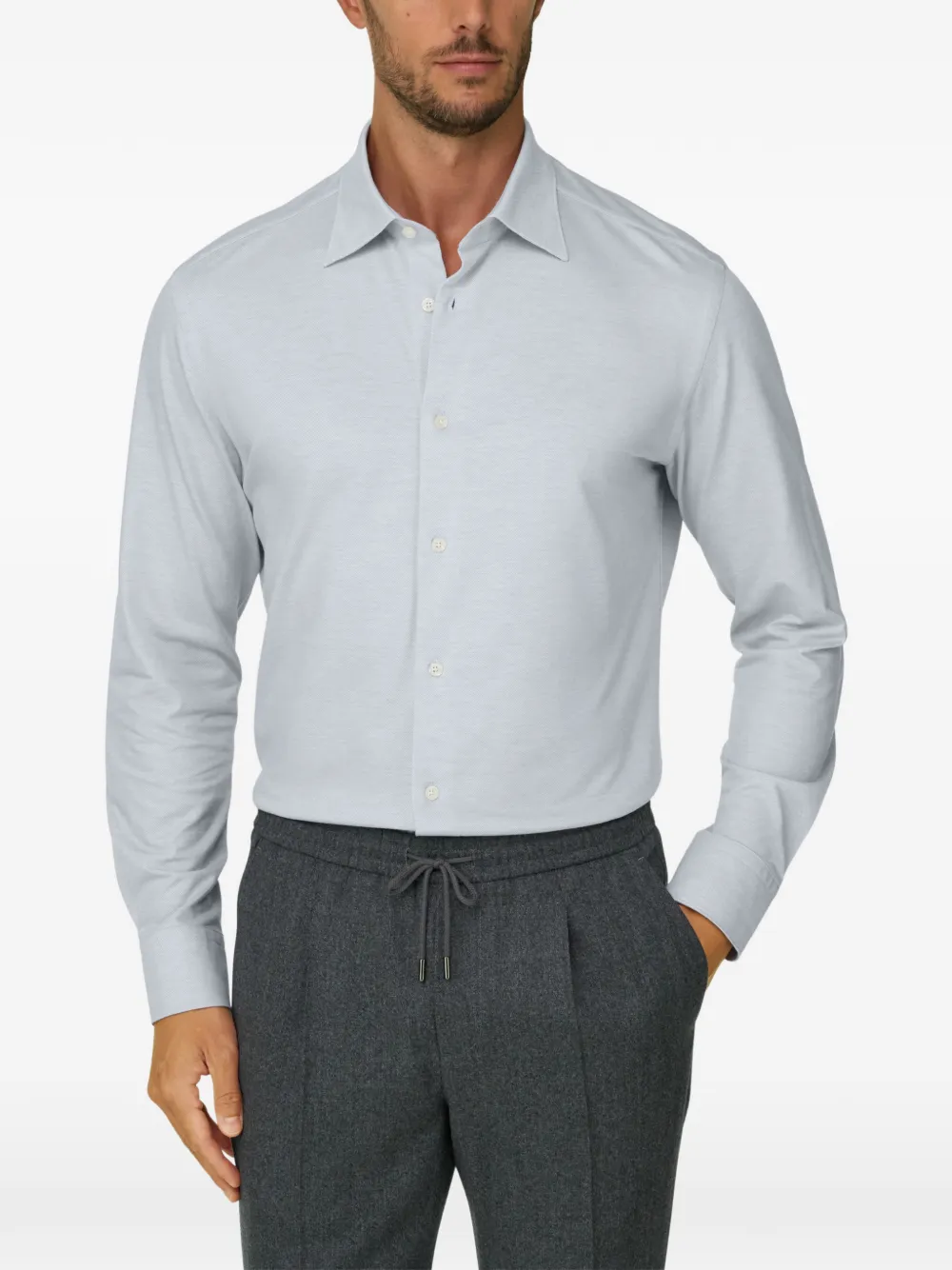 Boggi Milano polo shirt in cotton wool twill blend regular fit Blauw