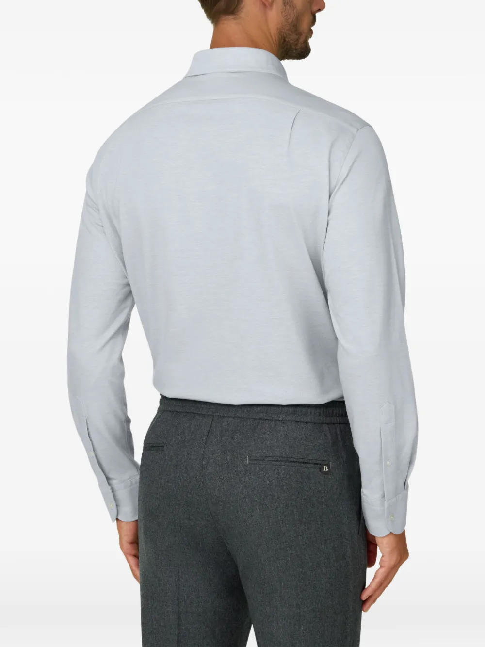 Boggi Milano polo shirt in cotton wool twill blend regular fit Blauw