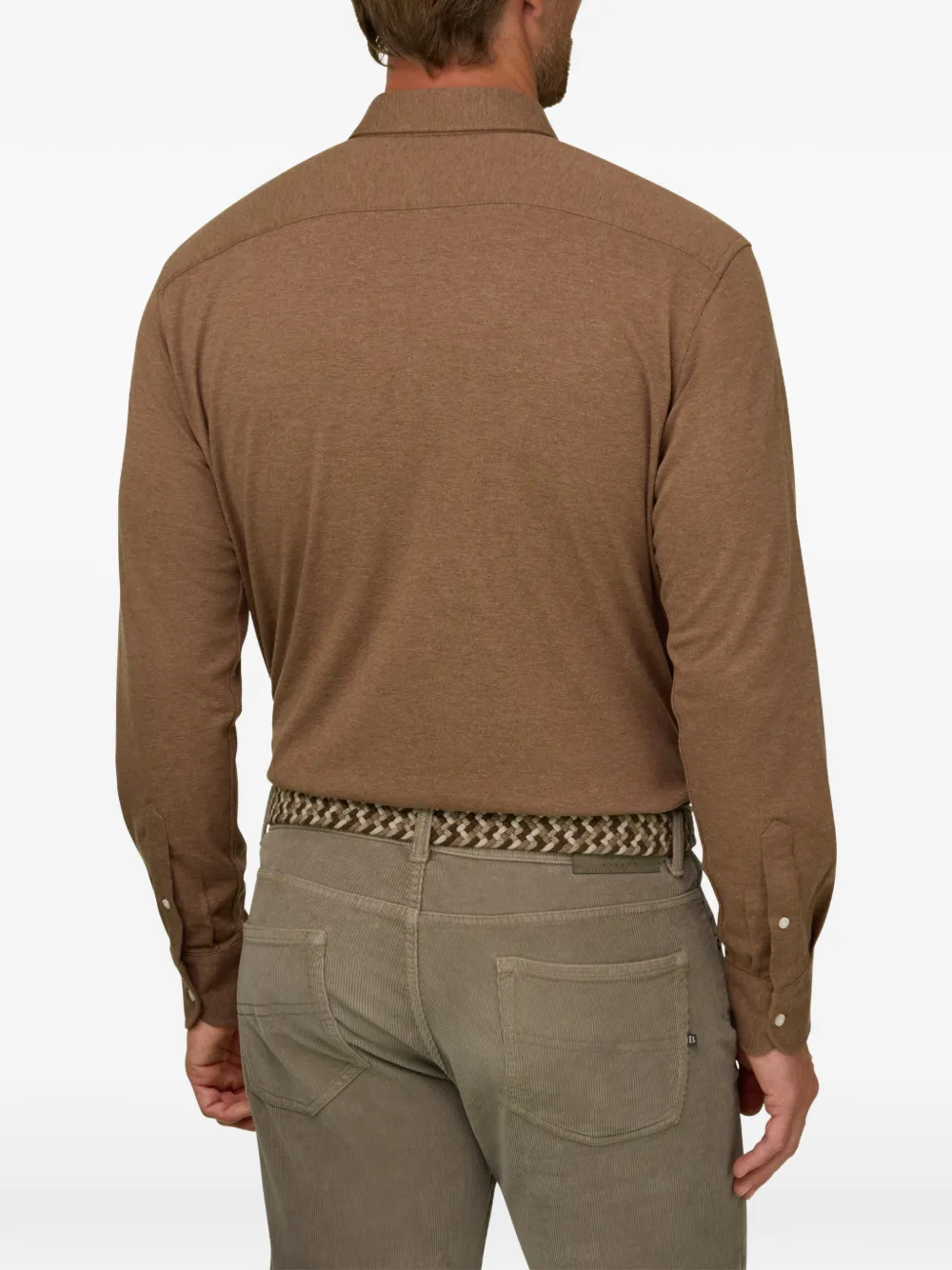 Boggi Milano polo shirt mouliné cotton regular-fit Bruin