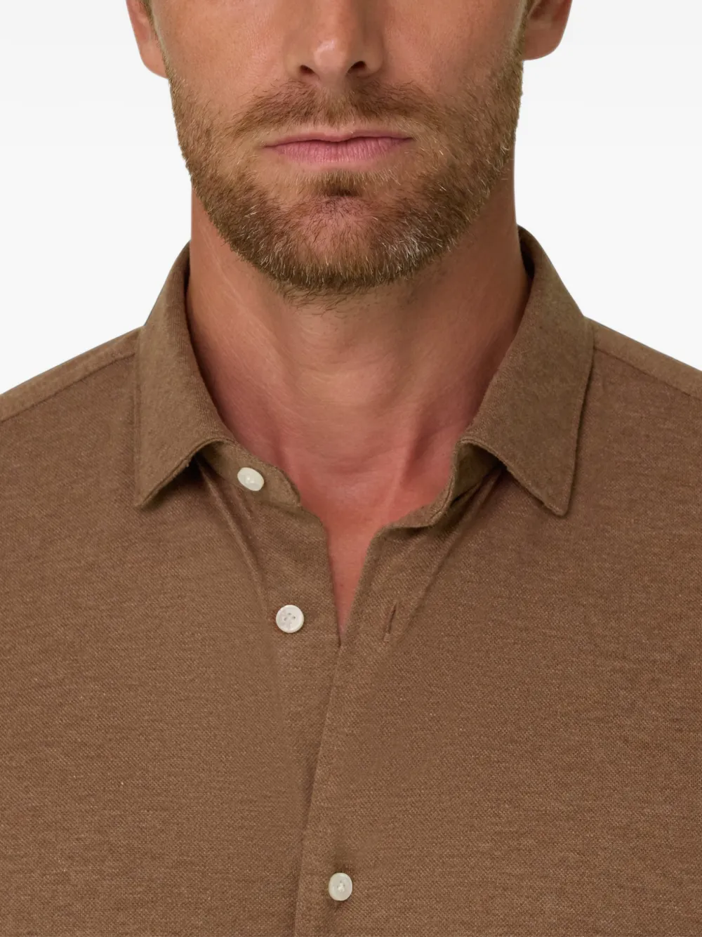 Boggi Milano polo shirt mouliné cotton regular-fit Bruin