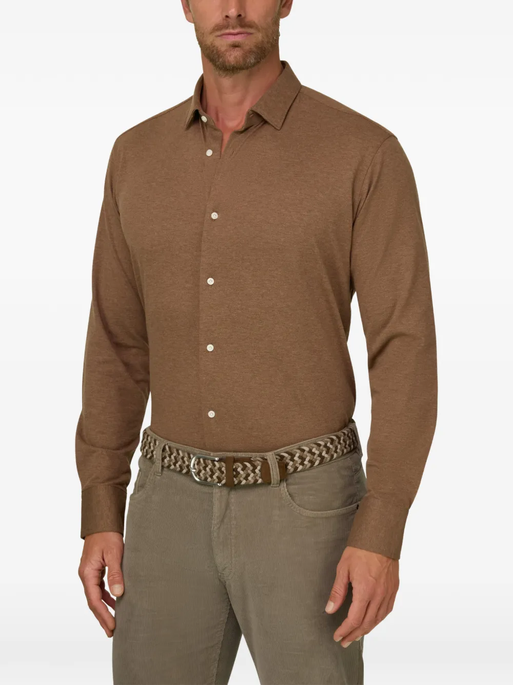 Boggi Milano polo shirt mouliné cotton regular-fit Bruin
