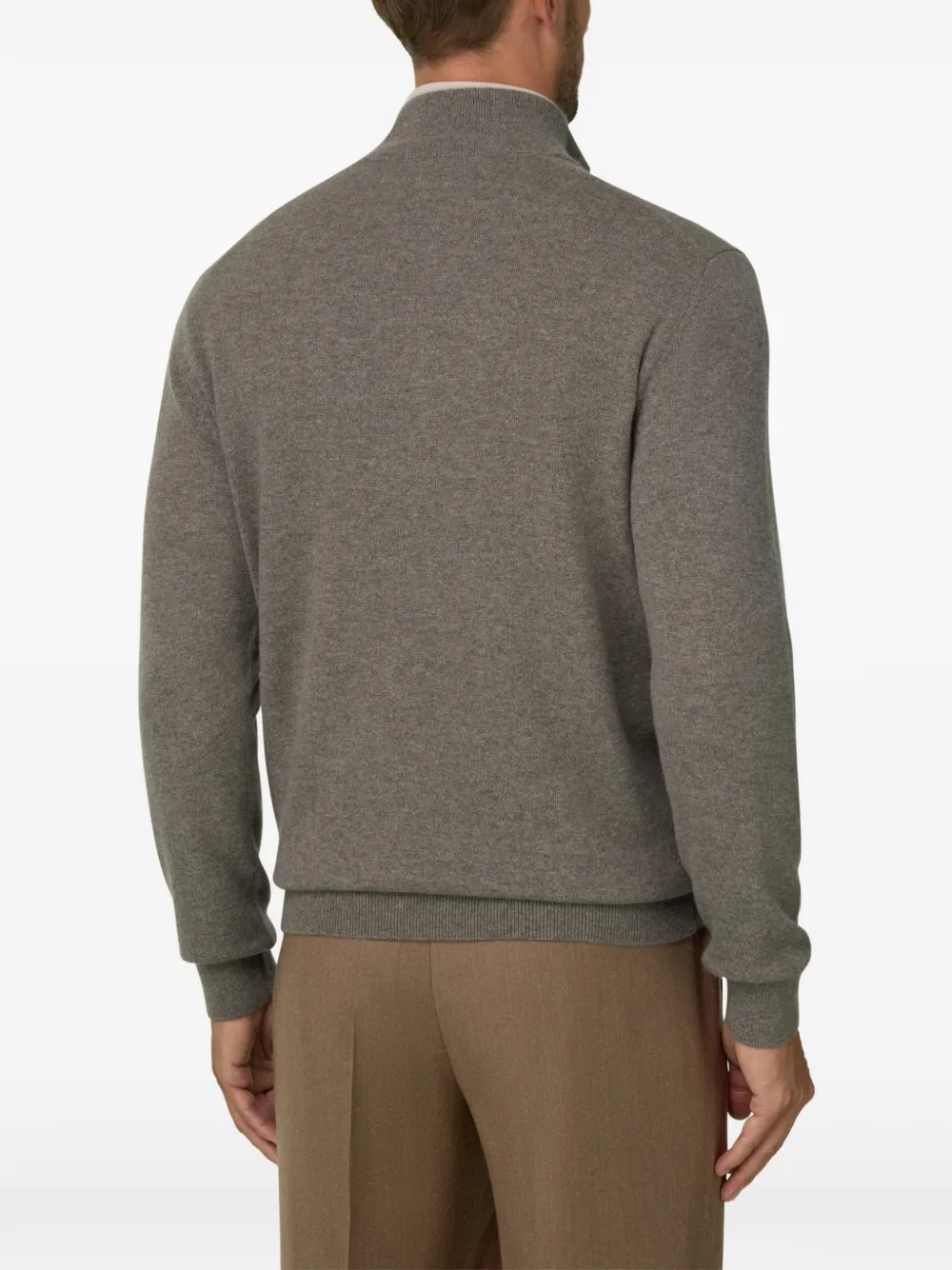Boggi Milano quarter-zip jumper in cashmere Grijs
