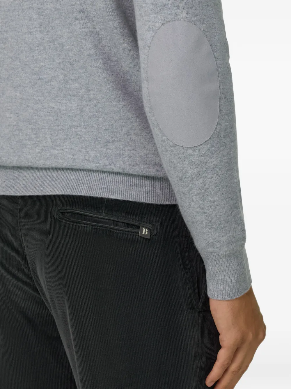 Boggi Milano roll neck jumper quarter-zip wool cashmere mélange Grijs