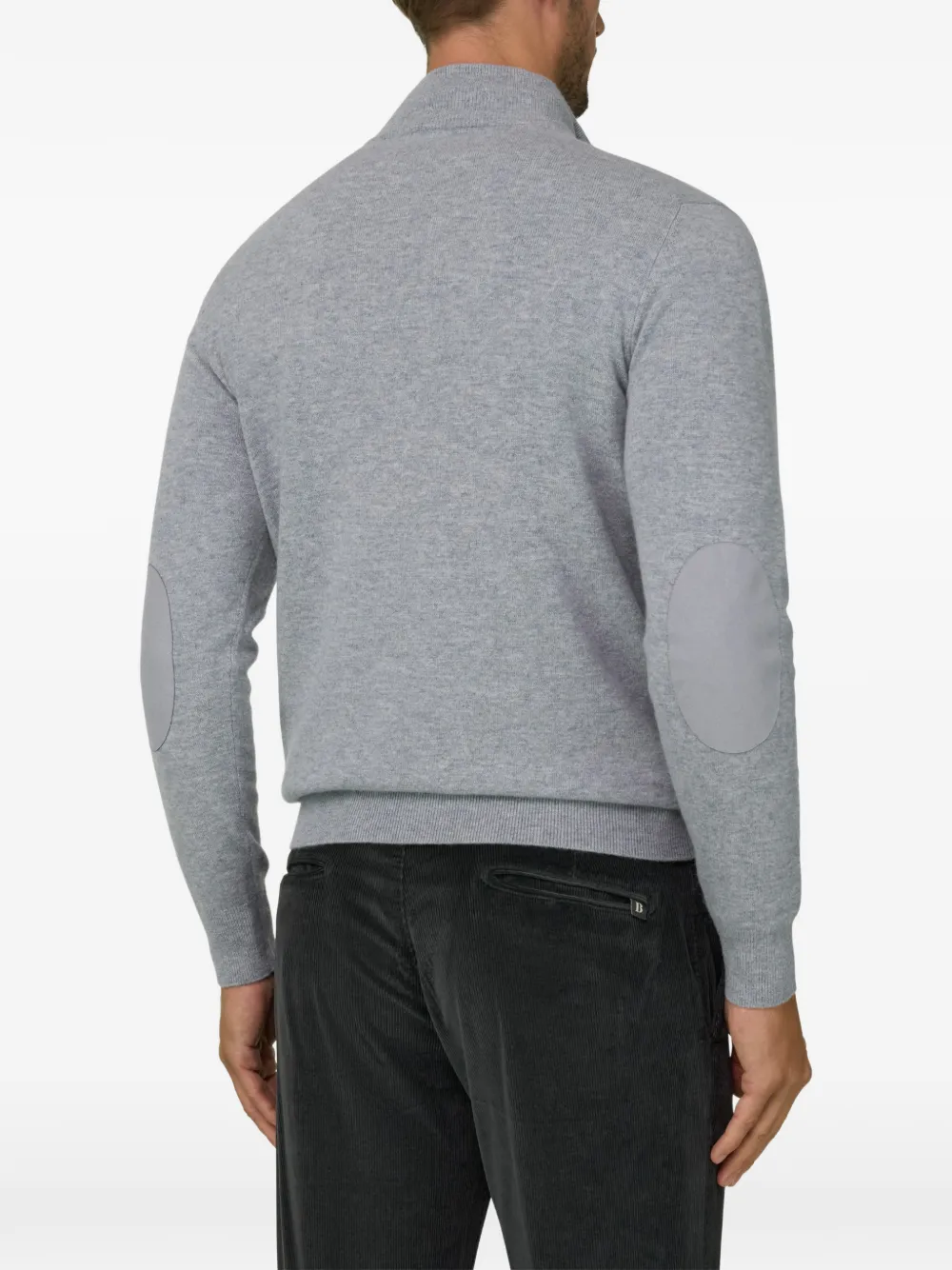 Boggi Milano roll neck jumper quarter-zip wool cashmere mélange Grijs