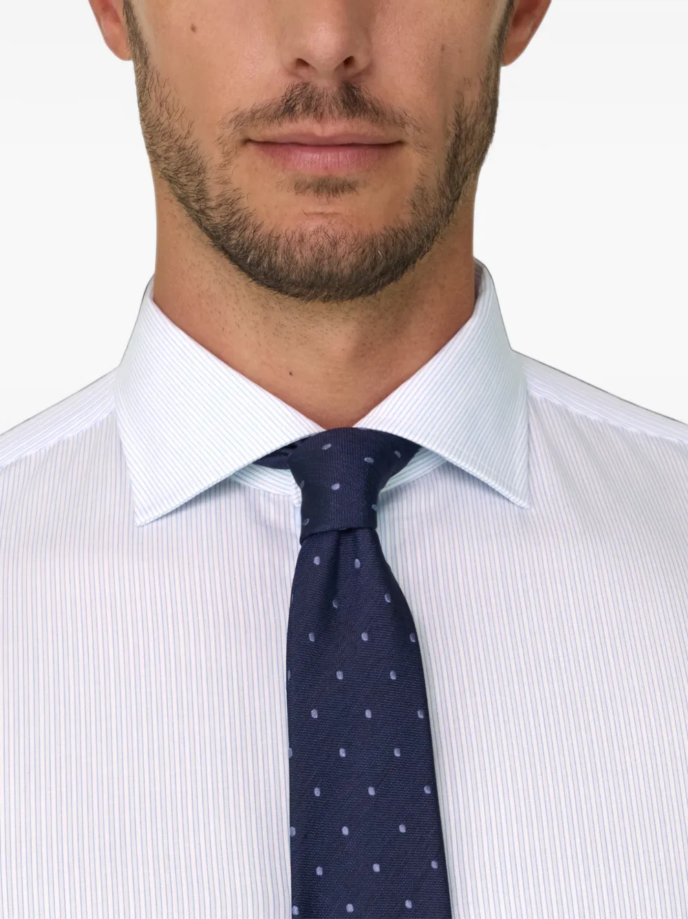 Boggi Milano shirt in striped cotton dobby regular fit Wit