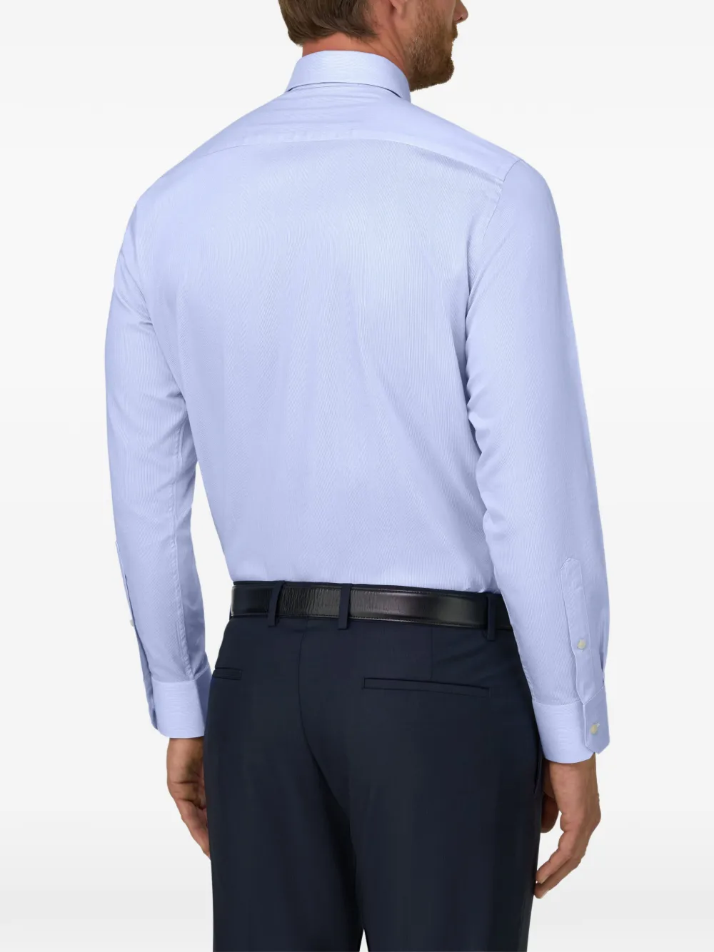 Boggi Milano striped cotton twill shirt slim fit Blauw