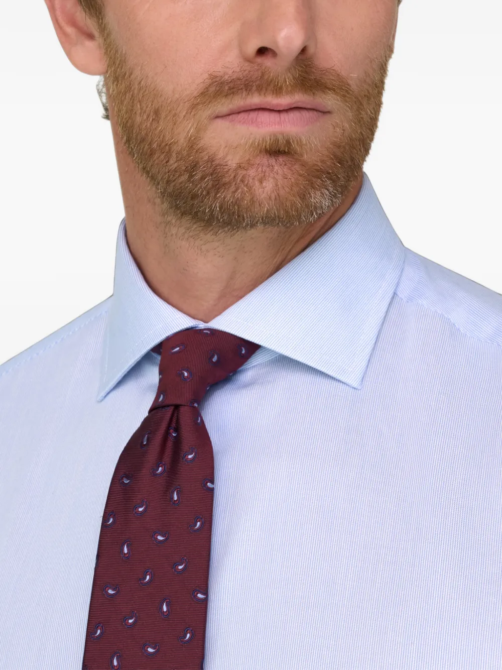 Boggi Milano striped cotton twill shirt slim fit Blauw