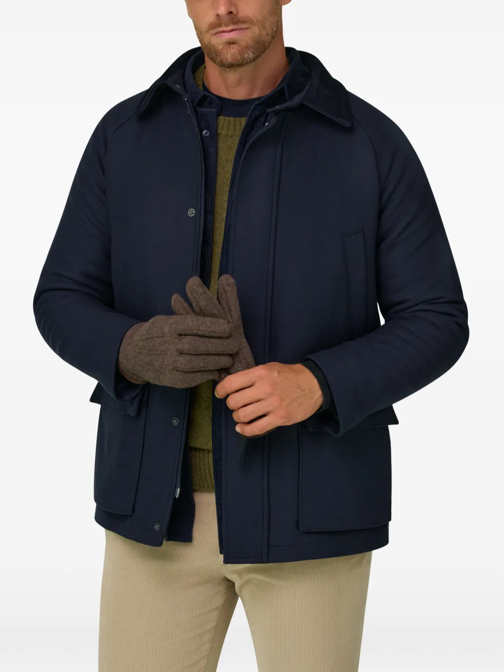 Boggi Milano peacoat padded in wool blend Blauw