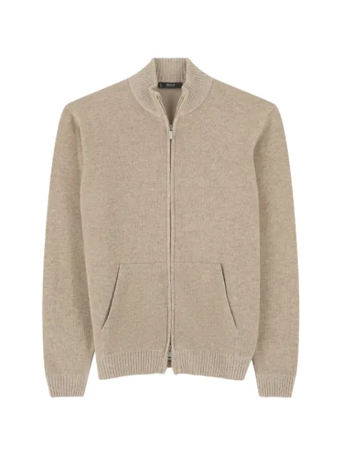 Boggi Milano roll-neck jumper full-zip cashmere blend plated