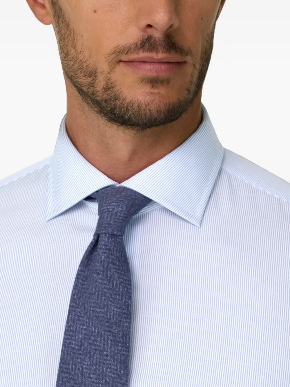 Boggi Milano striped non-iron cotton slim fit shirt Blauw