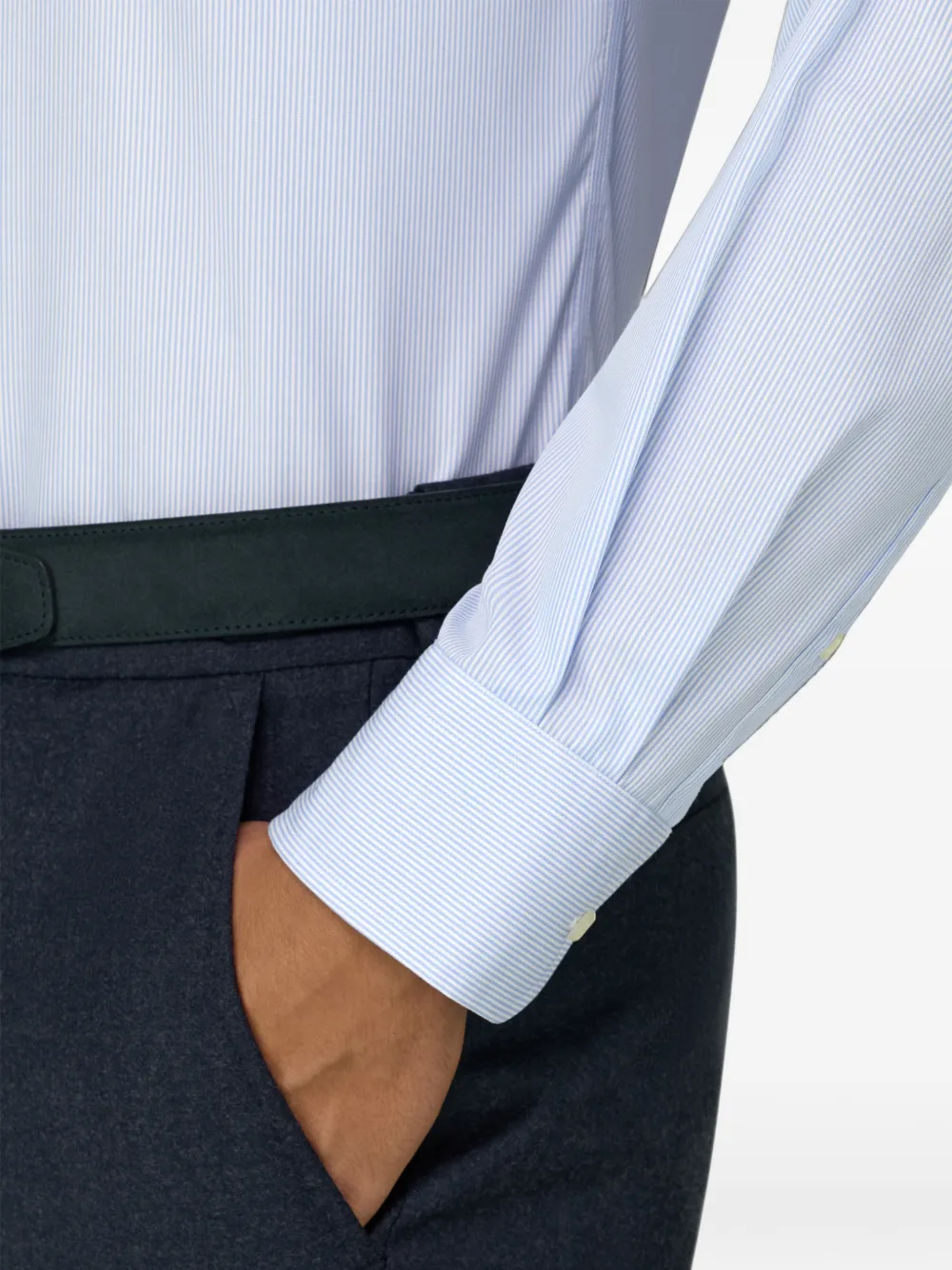 Boggi Milano striped non-iron cotton slim fit shirt Blauw