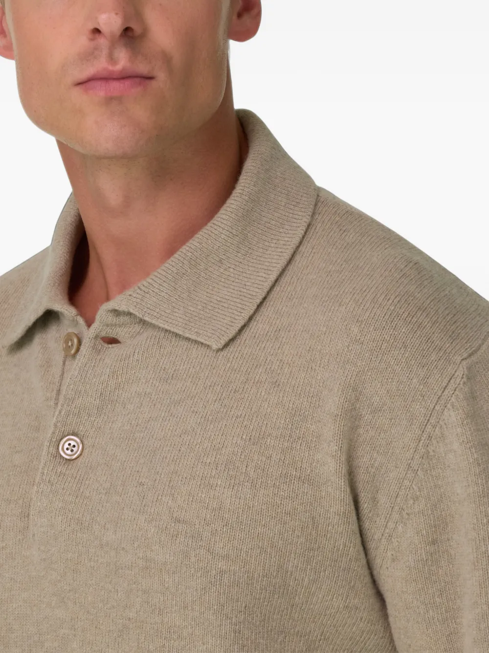 Boggi Milano knitted polo shirt in cashmere blend Beige