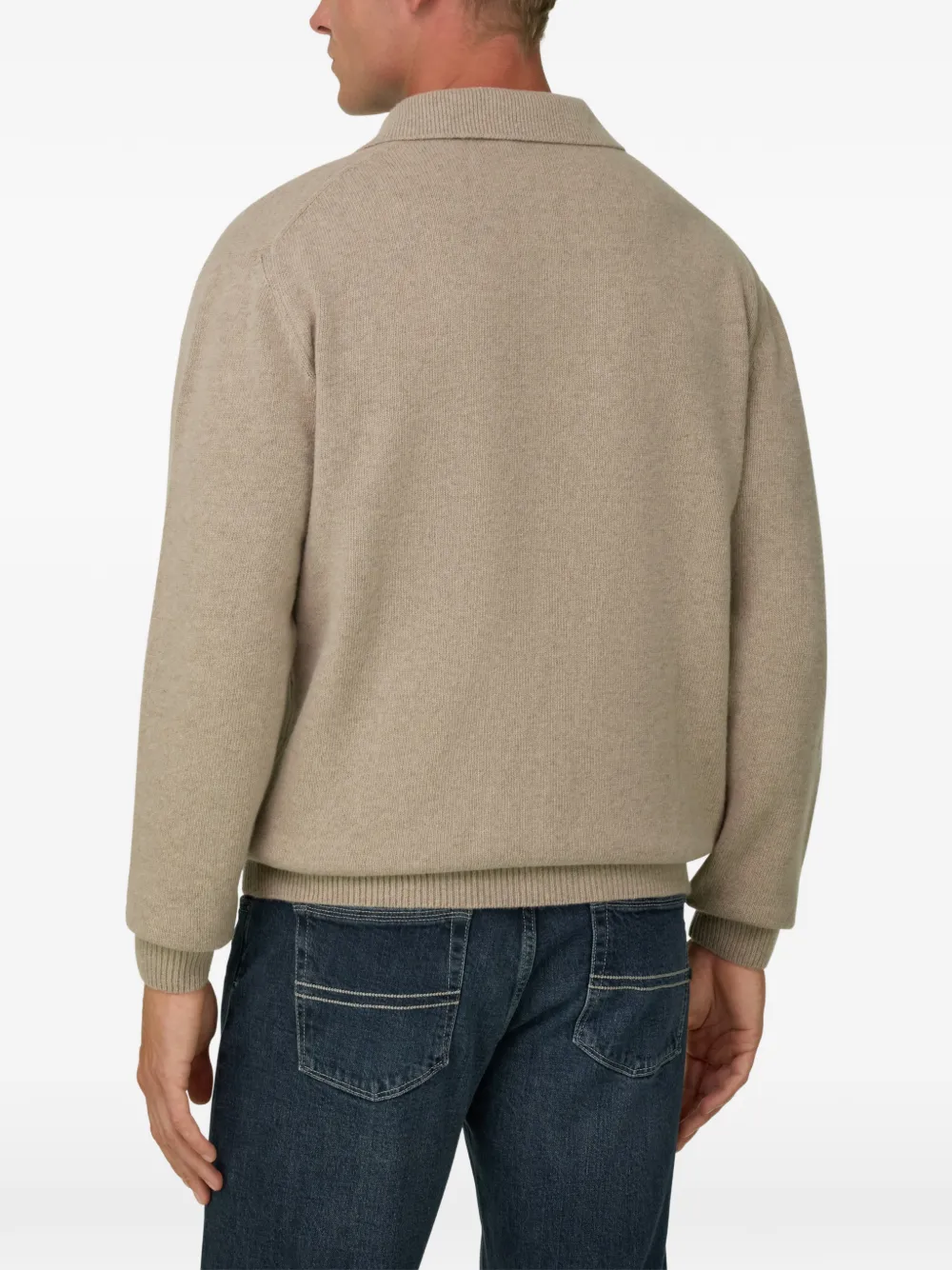 Boggi Milano knitted polo shirt in cashmere blend Beige