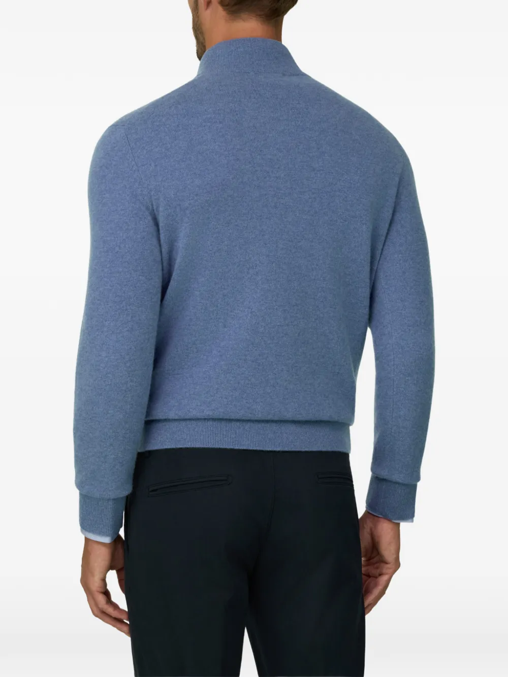 Boggi Milano roll-neck jumper buttons in wool cashmere Blauw