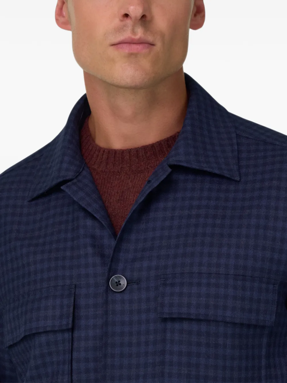 Boggi Milano shacket patterned wool Blauw