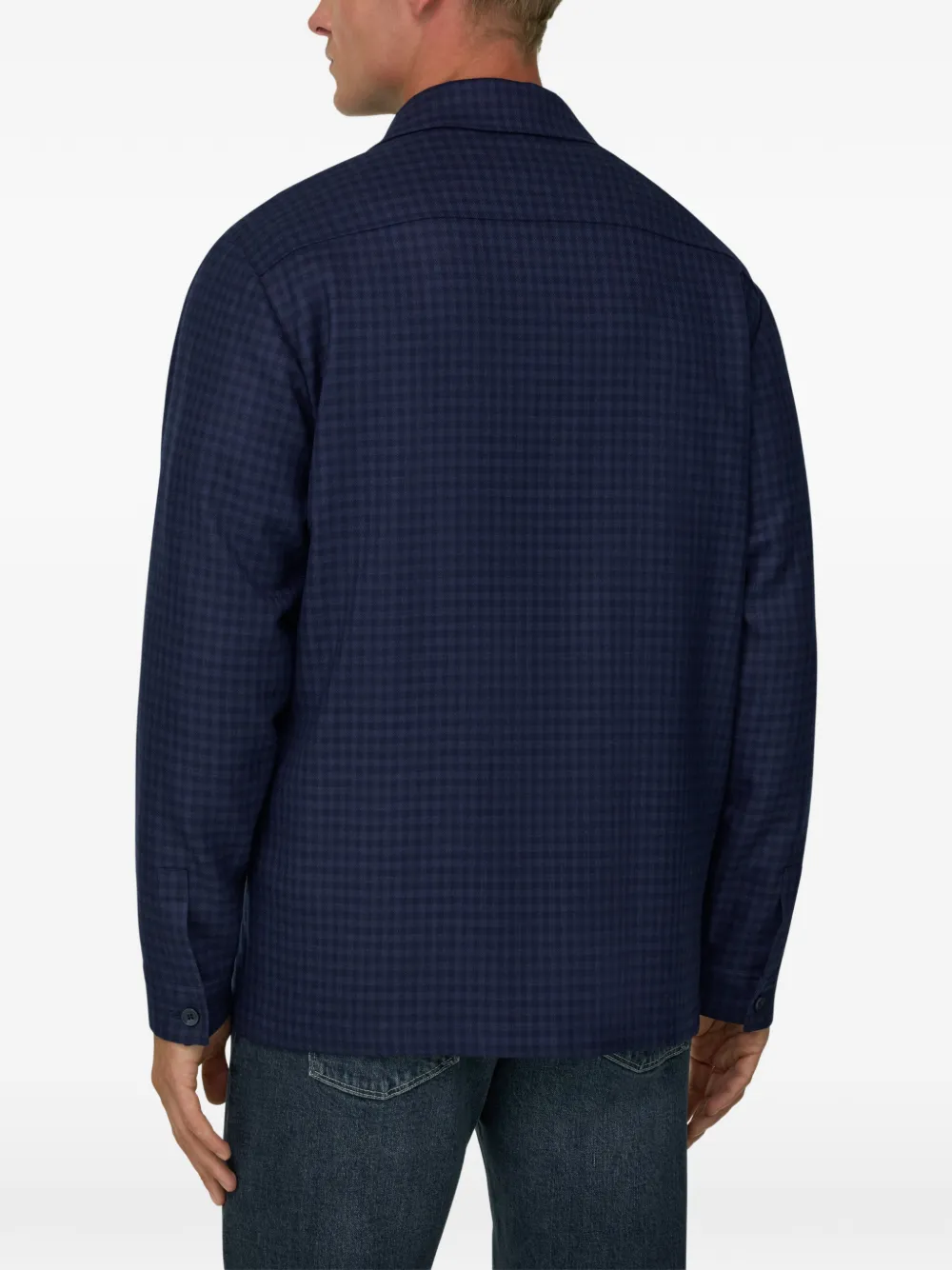 Boggi Milano shacket patterned wool Blauw