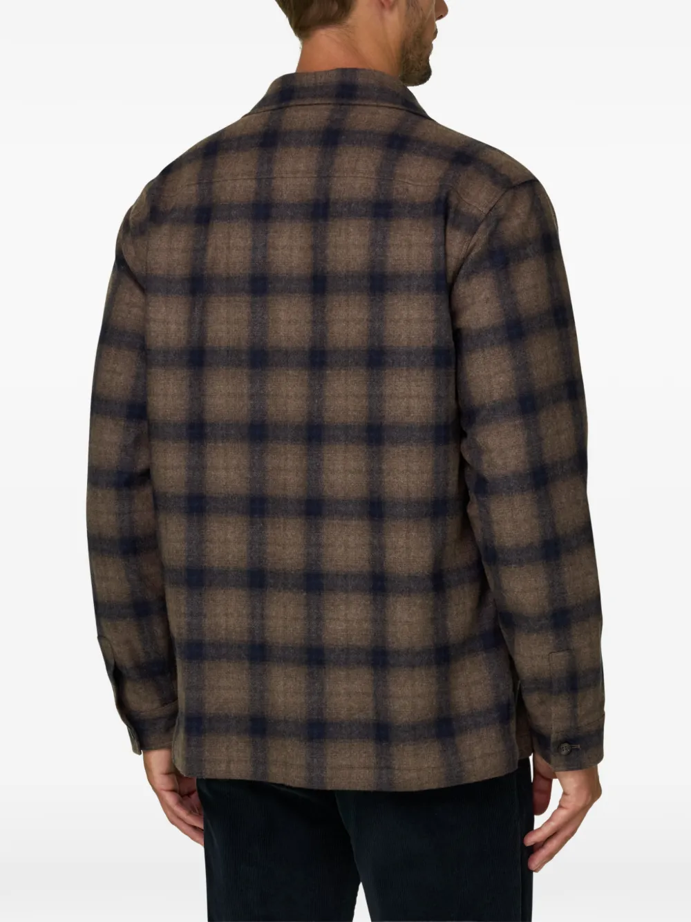 Boggi Milano shacket patterned wool Bruin