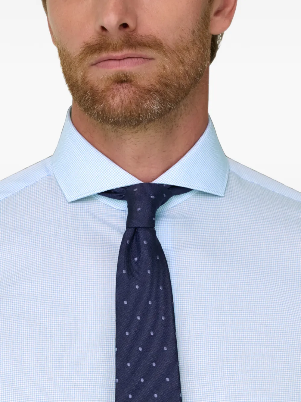 Boggi Milano shirt checked cotton poplin slim fit Blauw