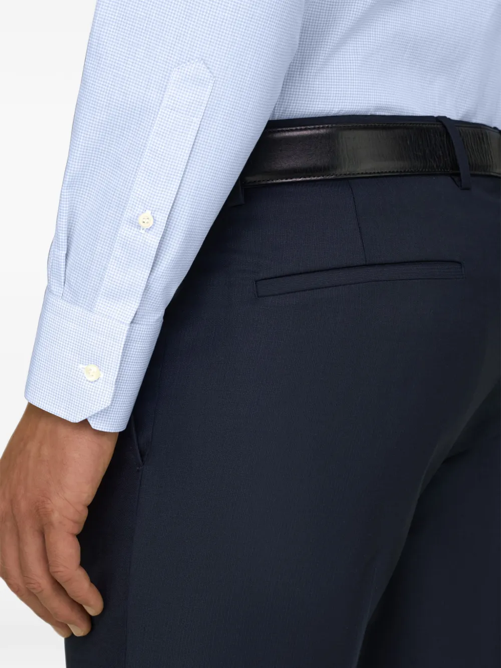 Boggi Milano shirt checked cotton poplin slim fit Blauw