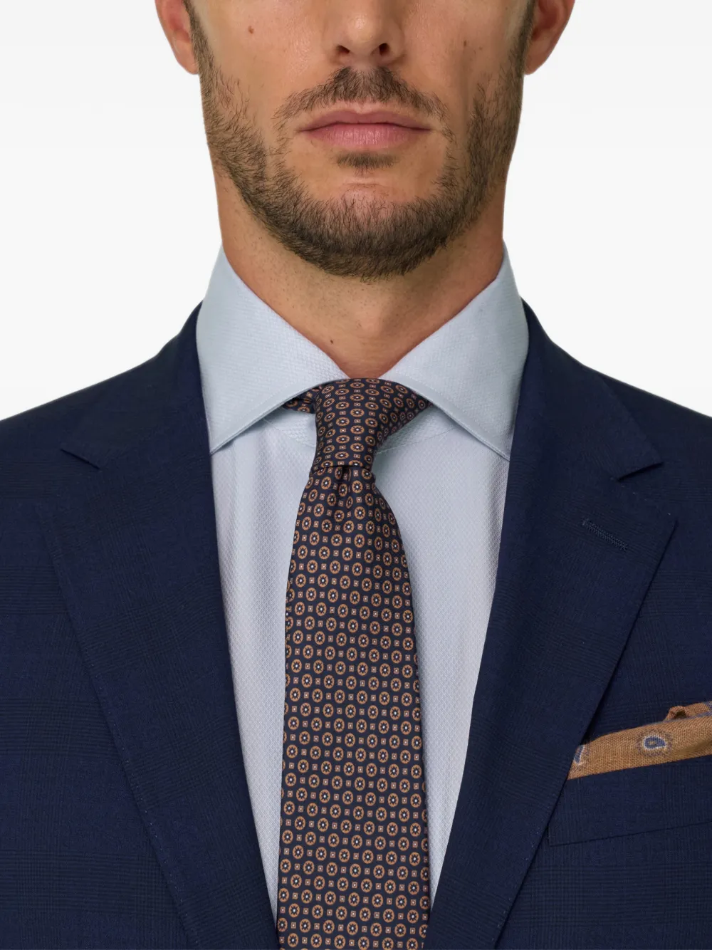 Boggi Milano suit in stretch wool Prince of Wales check Blauw