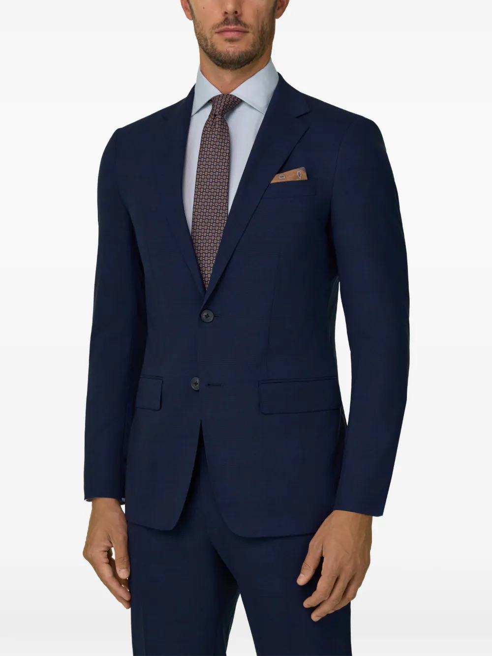 Boggi Milano suit in stretch wool Prince of Wales check Blauw