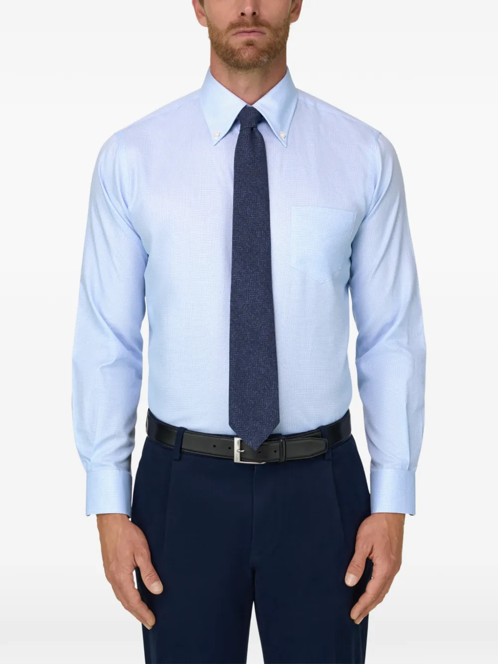 Boggi Milano shirt in cotton dobby regular fit Blauw