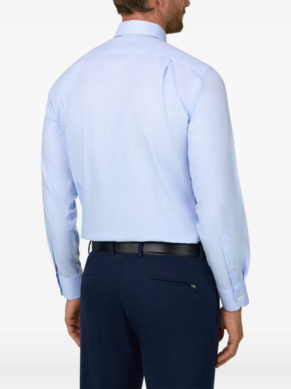 Boggi Milano shirt in cotton dobby regular fit Blauw