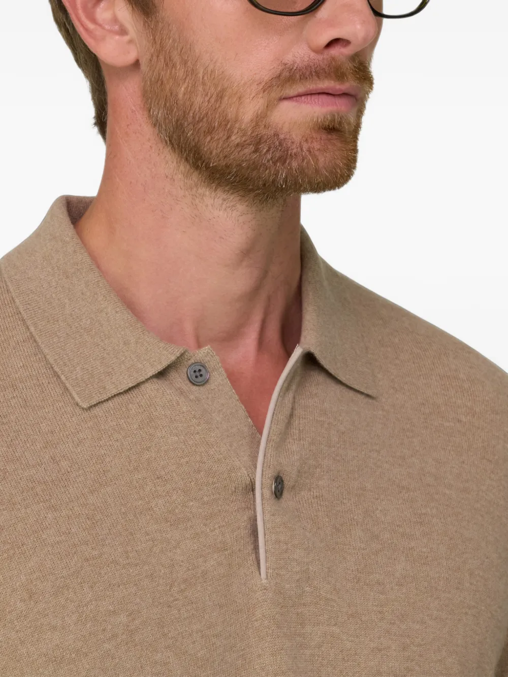 Boggi Milano knitted polo shirt in cashmere wool Beige