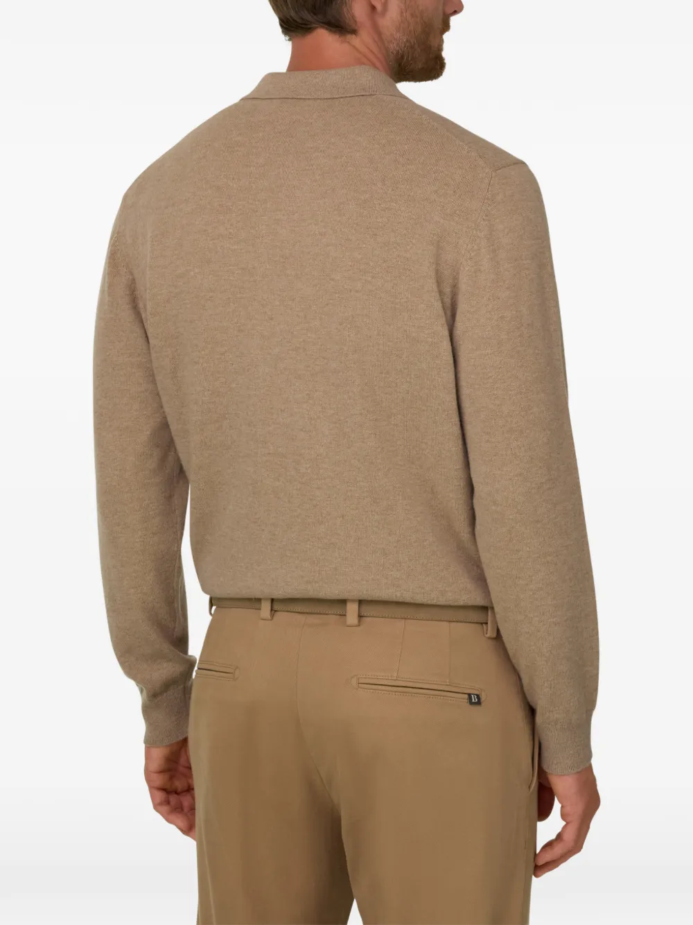 Boggi Milano knitted polo shirt in cashmere wool Beige