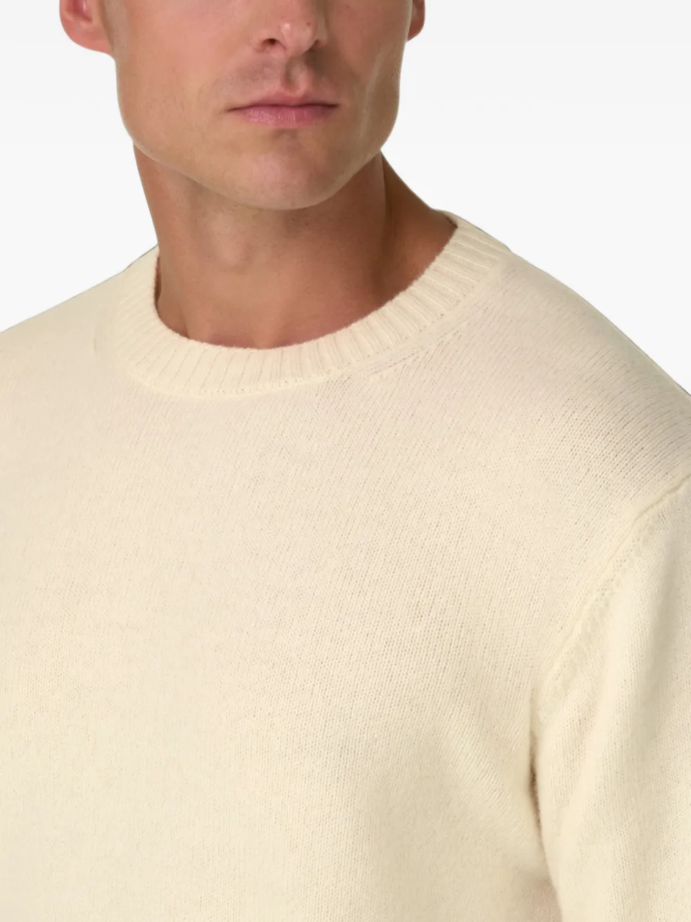 Boggi Milano crew neck jumper in wool blend Beige
